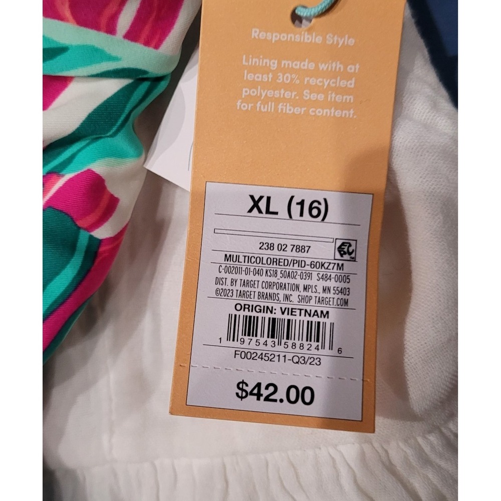 NWT Kona Sol Women SZ XL 16 full coverage tummy control tropical print swim vaca - Picture 4 of 10